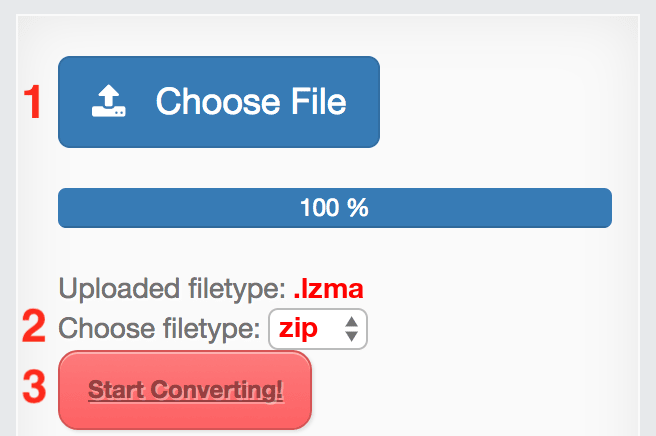 How to convert LZMA files online to ZIP
